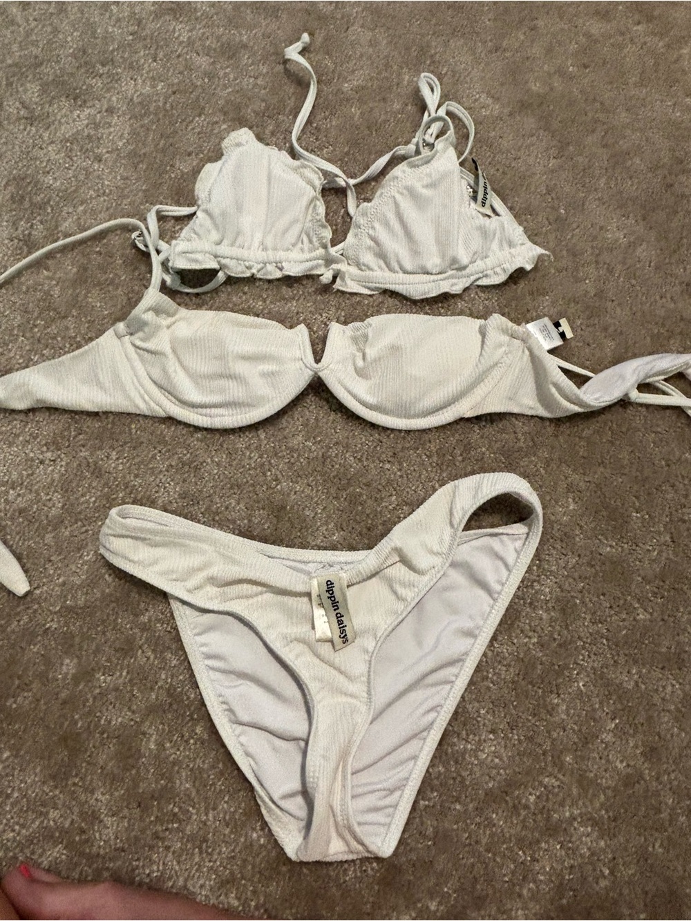 Dippin' Daisy's White Ribbed Bikini Set (includes two tops) bridal bride swim